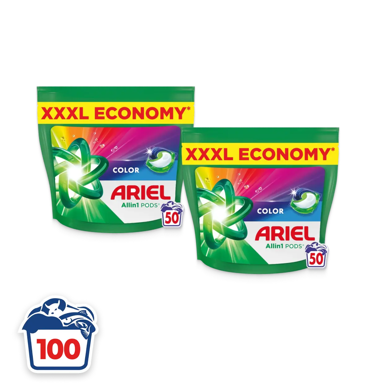 Ariel wasmiddel pods – Color All-in-1 | 100 wasbeurten | € 0,26 per wasje